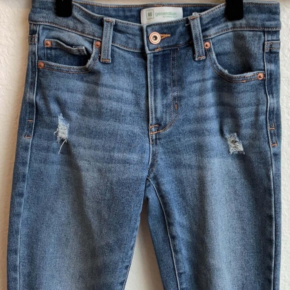 RE GENERATION Distressed Meadow Skinny Ankle Length Blue Jeans * 3/26 - Picture 2 of 8